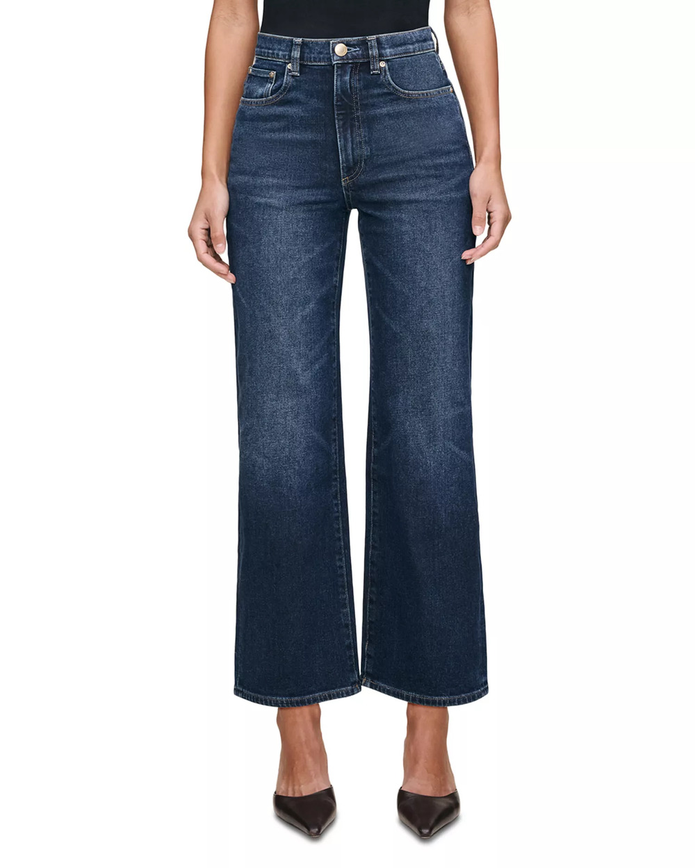 DL1961 Women Dark Sea Karmine SculptSystem Ankle Wide Leg Jeans Size 27x28